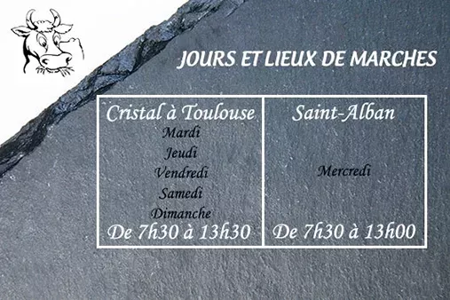 Jours et lieux des march&eacute;s Chez Nath